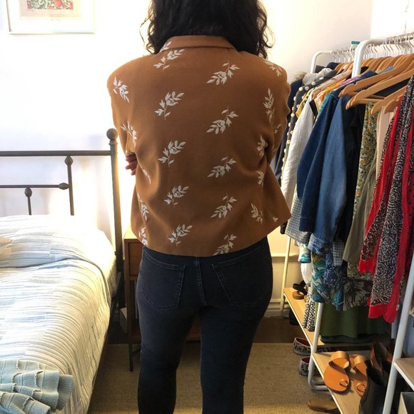 Vintage Linda Bertozzi Wool Floral Camel Jacket - Picture 6 of 11